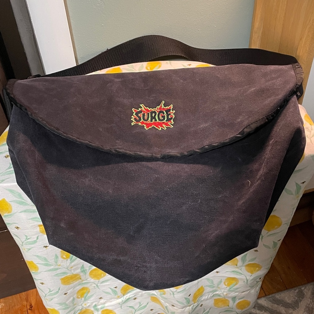 Surge Black Canvas Messenger Bag